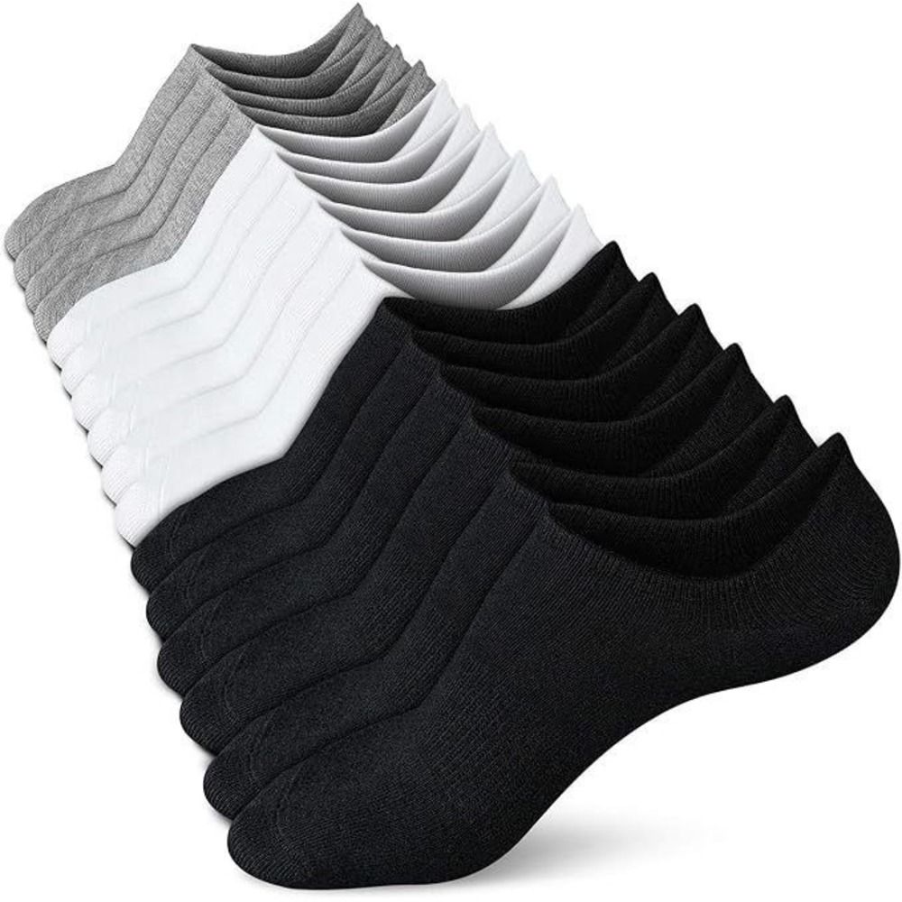 Wernies Women's 8 Boat Line No Show Low Cut Ankle Socks - White, Gray, Black 5-8